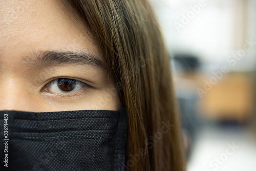 Woman wearing mask protection epidemic flu covid19