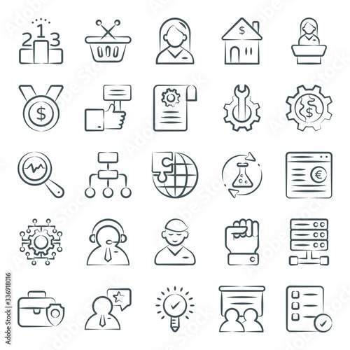  Business Management Doodle Icons Pack 