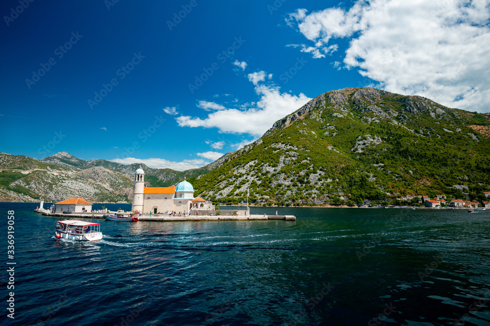 Christian church surrounded by water on the island