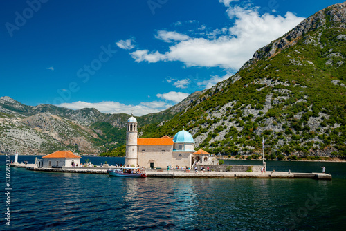 Christian church surrounded by water on the island