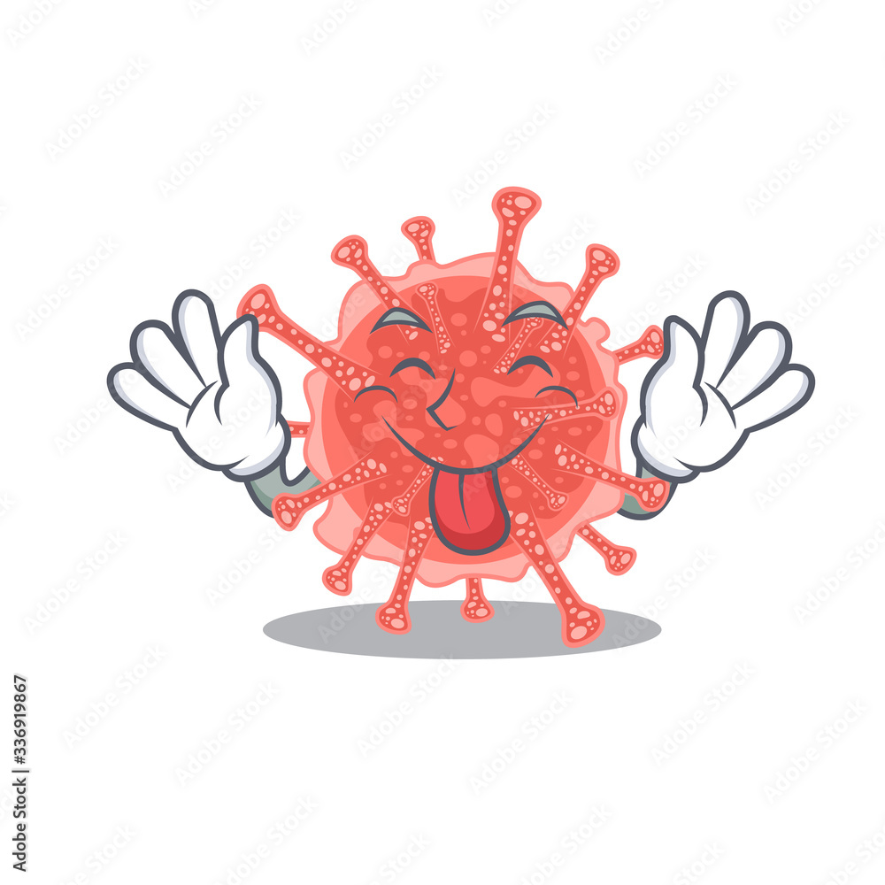 An amusing face oncovirus cartoon design with tongue out An amusing face oncovirus cartoon design with tongue out