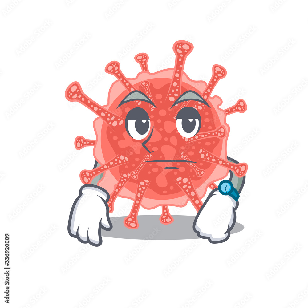 Mascot design of oncovirus showing waiting gesture Mascot design of oncovirus showing waiting gesture