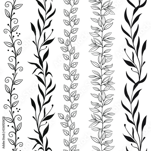 Set of abstract floral borders; vector illustration.