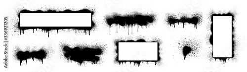 Collection of black paint. Spray Paint Elements, Vector brush stroke, Black splashes set, Black grunge with frame, Dirty artistic design elements, ink brush strokes, boxes, lines, frames for text.