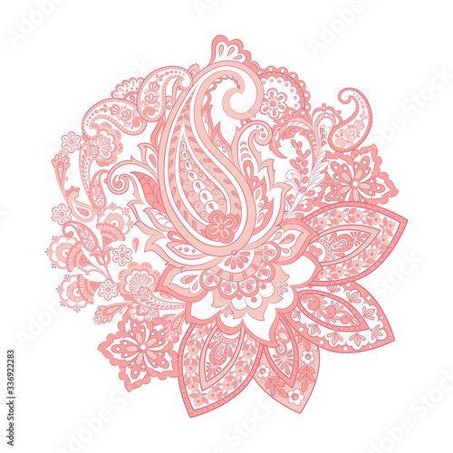 Paisley vector isolated pattern. Damask style Vintage illustration