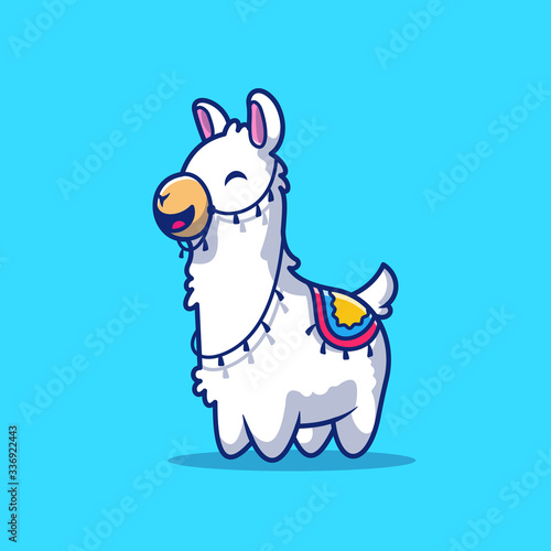 Cute Llama Vector Icon Illustration. Alpaca Mascot Cartoon Character. Animal Icon Concept White Isolated. Flat Cartoon Style Suitable for Web Landing Page, Banner, Flyer, Sticker, Card