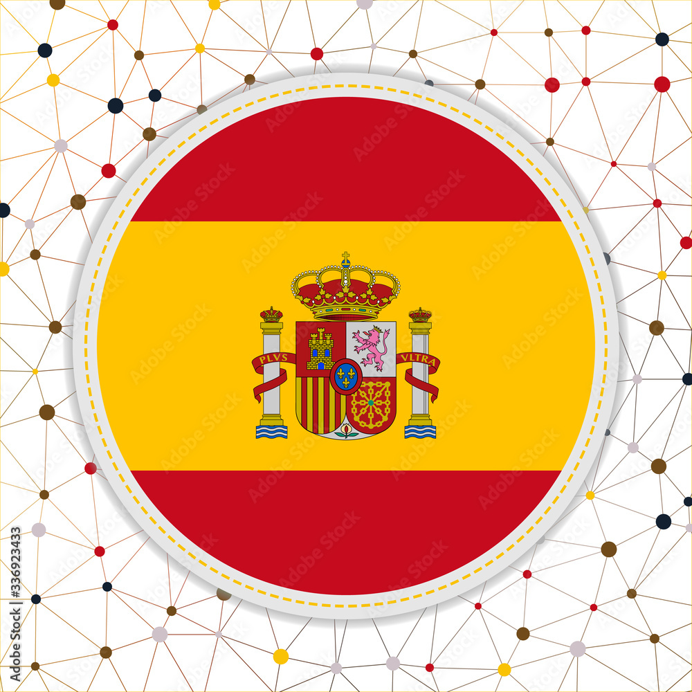 Obraz premium Flag of Spain with network background. Spain sign. Appealing vector illustration.