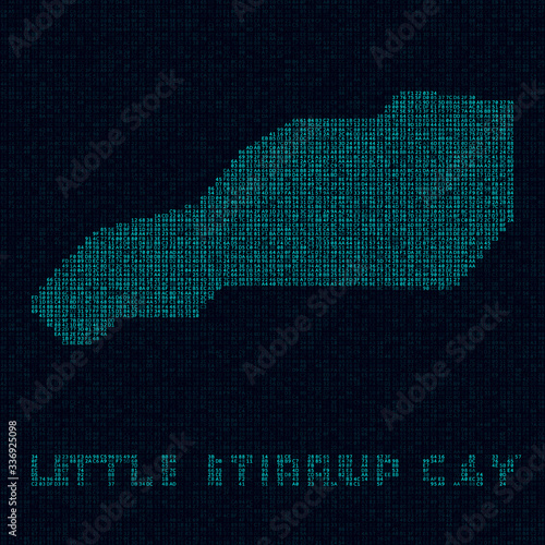 Little Stirrup Cay tech map. Island symbol in digital style. Cyber map of Little Stirrup Cay with island name. Attractive vector illustration.