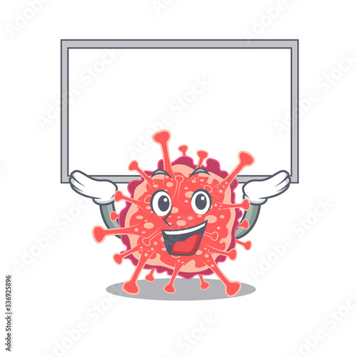 Mascot design of polyploviricotina lift up a board photo