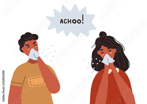Man and woman coughing