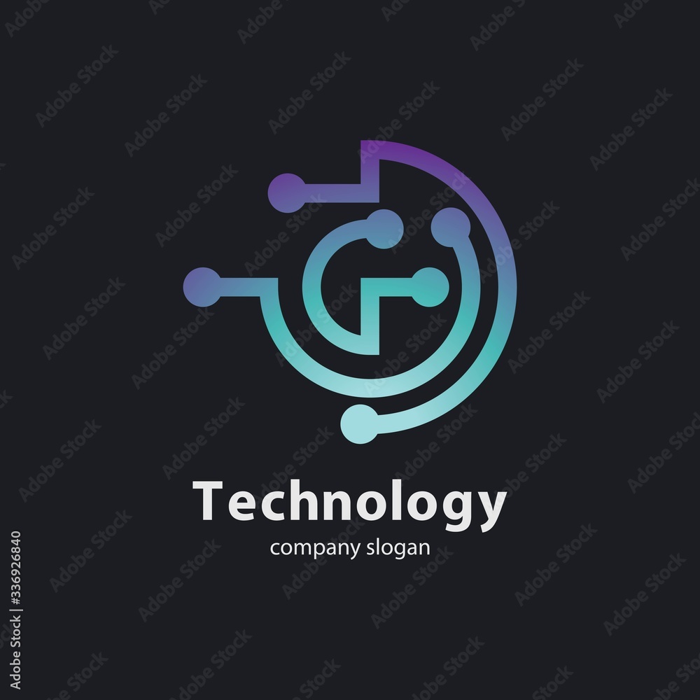 Circular technology circuit icon logo Circular technology circuit icon logo