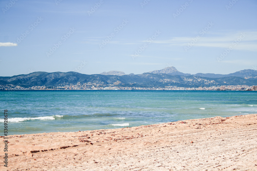 summer weather in Spain. view over beautiful idyllic coast in the south of Mallorca, Spain