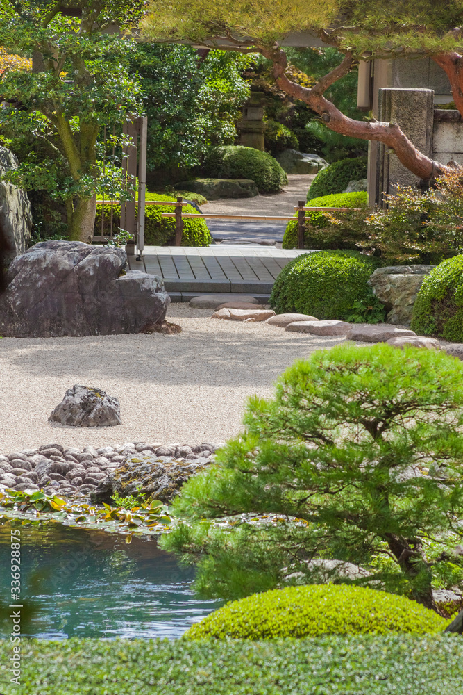 Traditional Japanese garden. Fragment