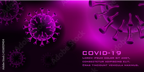 Novel Coronavirus logo. COVID Coronavirus background concept. Coronavirus in Real 3D Illustration. concept SARS pandemic red symbol. Isolated graphic design template