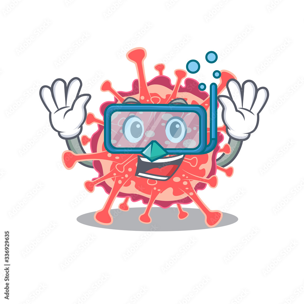 Naklejka premium Polyploviricotina mascot design concept wearing diving glasses