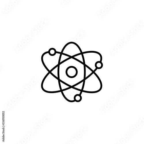 Quantum icon. Electrons and protons vector icon. Science sign. Nuclear symbol. Atom vector illustration style is a flat white iconic symbol for web design, app user interfaces.