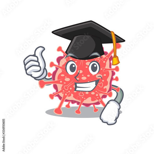 Happy face of polyploviricotina in black graduation hat for the ceremony photo