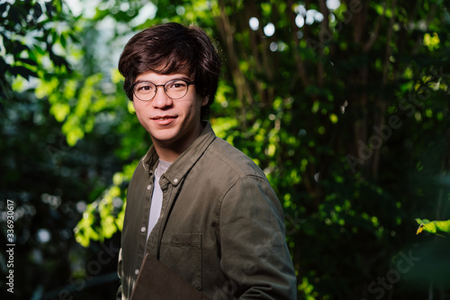 Nature protection concept. Male scientist looking at the camera