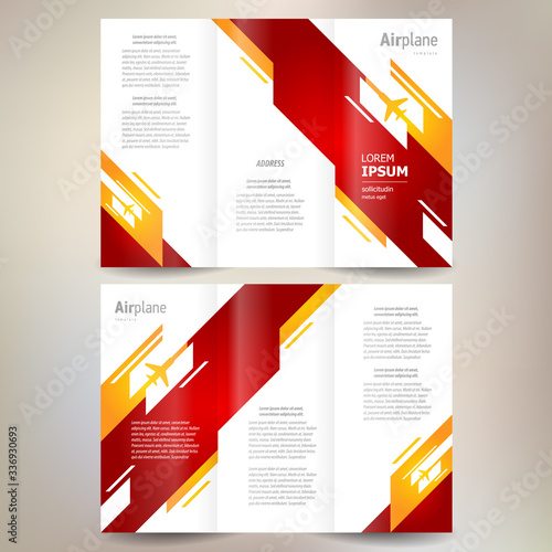 Brochure Tri-fold design template airplane