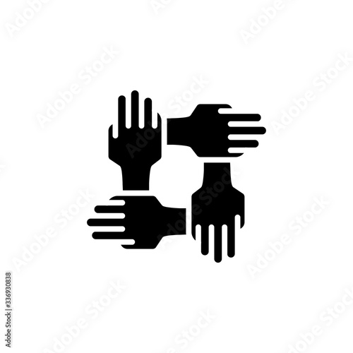 Together icon. Teamwork vector icon. Four hands support each other sign. Collaboration  Business partnership symbol - Vector illustration