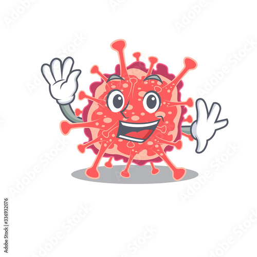 A charismatic polyploviricotina mascot design style smiling and waving hand