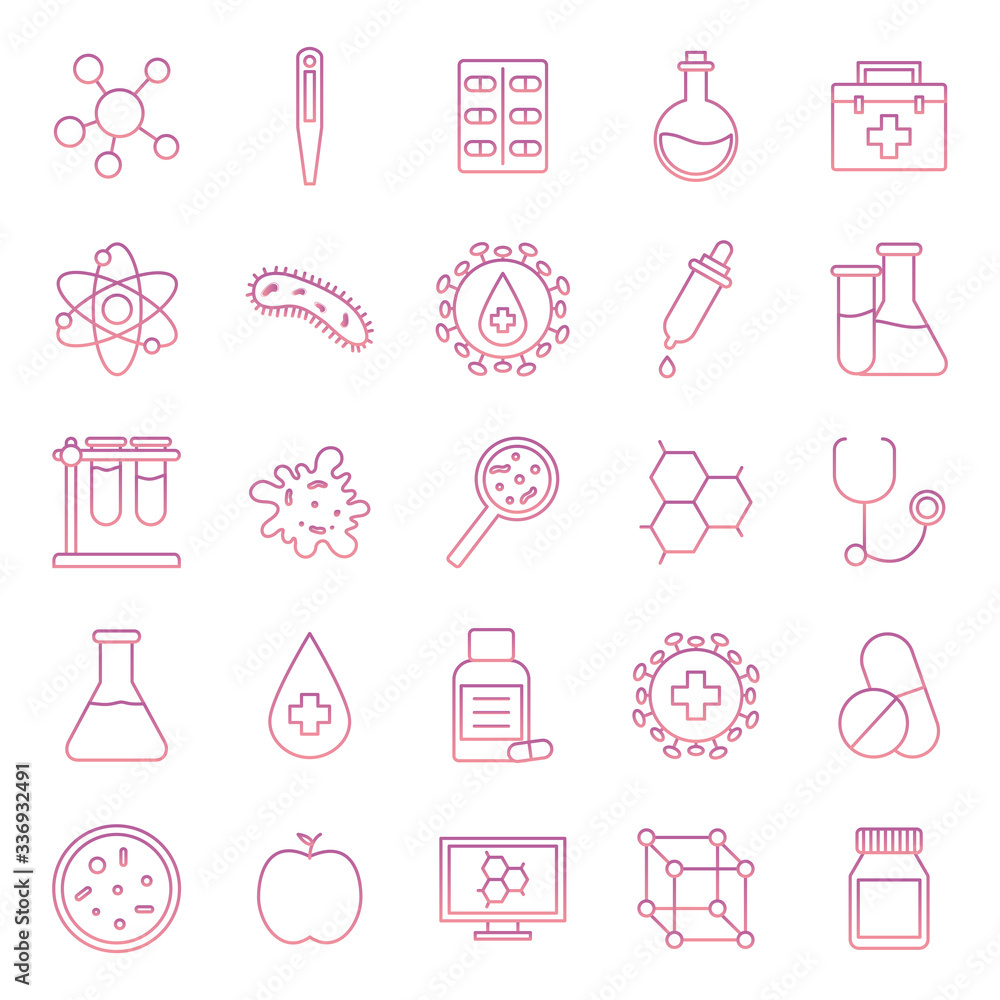 Science gradient style icon set vector design Science gradient style icon set vector design