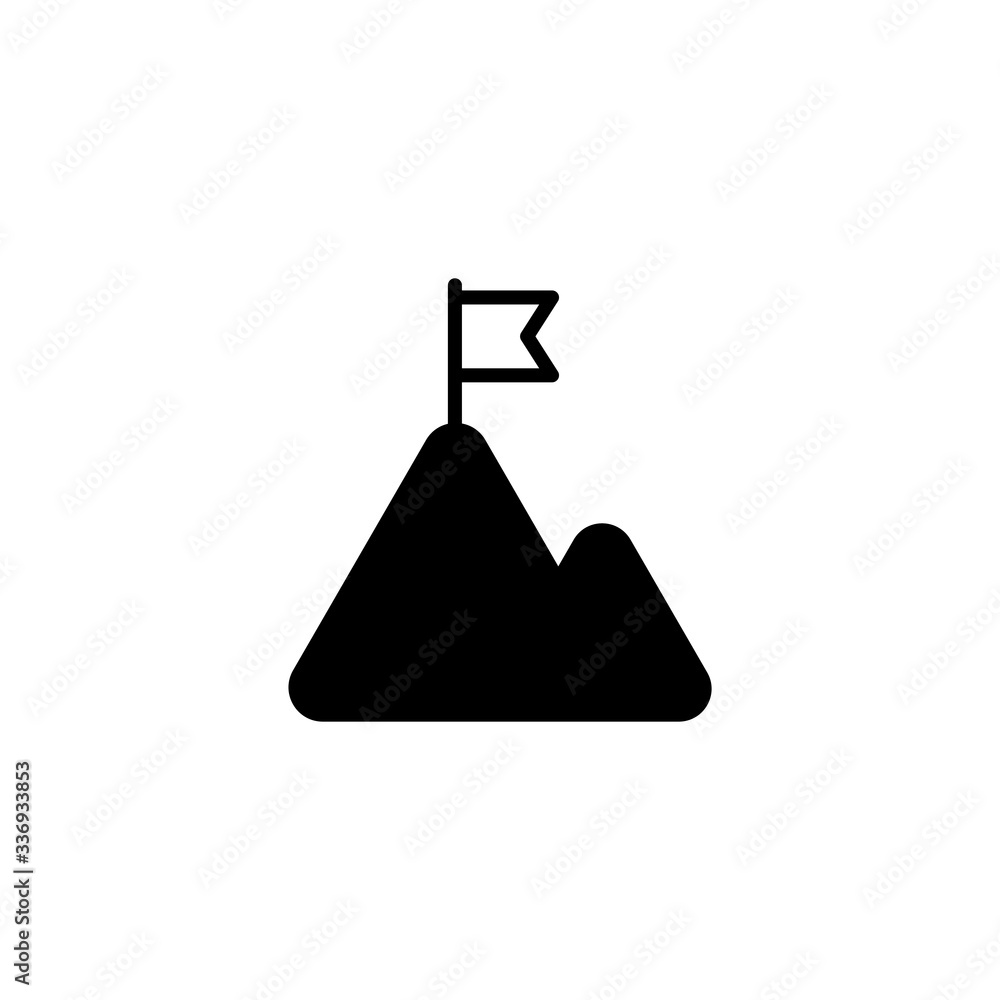 Mountain icon. Leadership, Success icon. Mountains with flag on a peak icon - Vector illustration Mountain icon. Leadership, Success icon. Mountains with flag on a peak icon - Vector illustration
