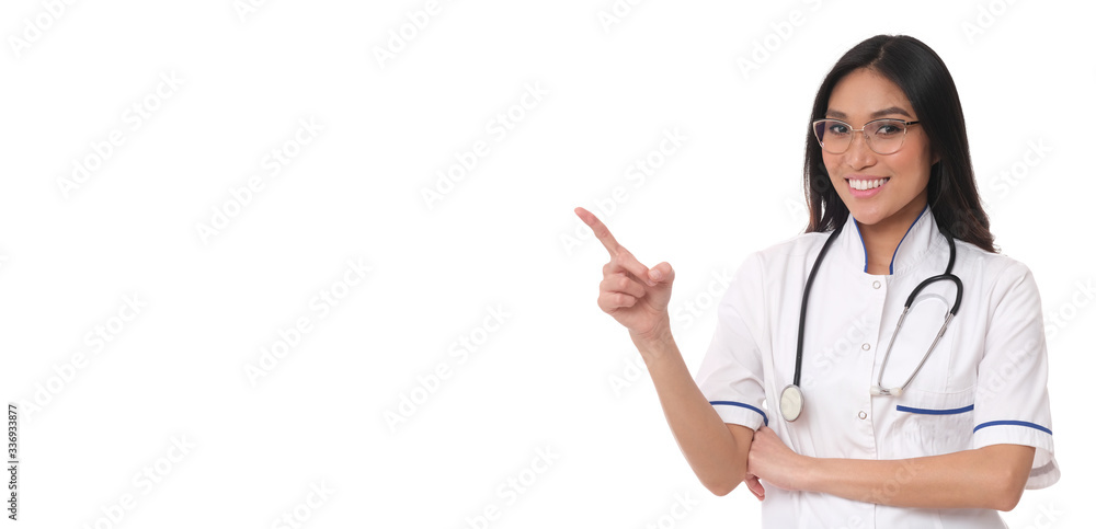 Female general practitioner is serious. She protects the people. Female general practitioner is serious. She protects the people.