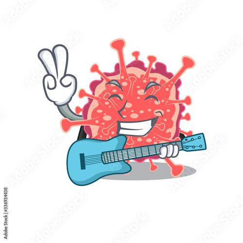 Talented musician of polyploviricotina cartoon design playing a guitar photo