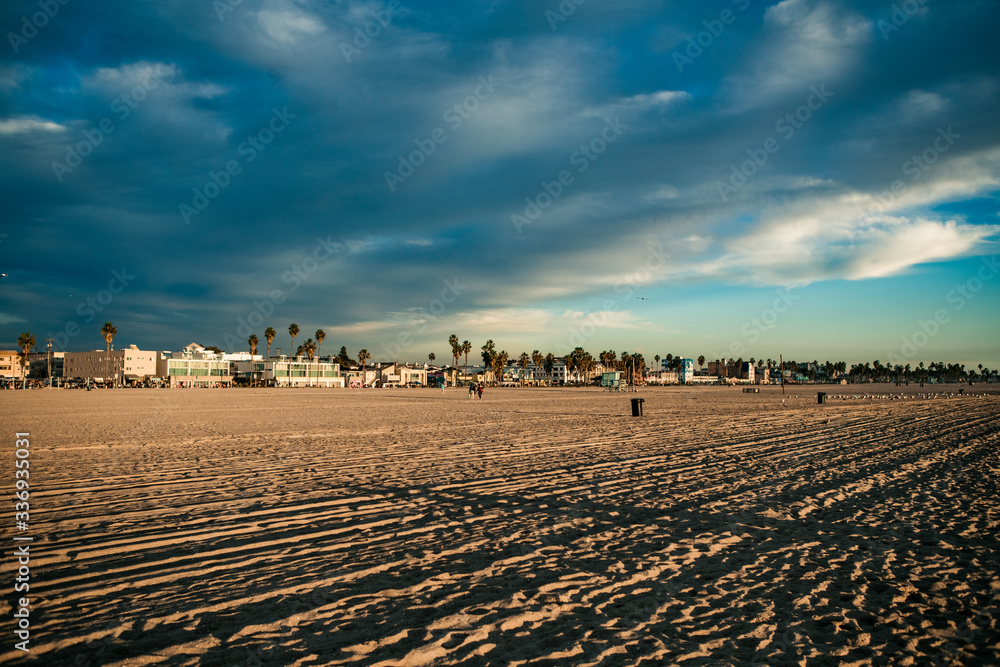 Obraz premium beach, sand and blue sky. sunset. la. Los Angeles. california.