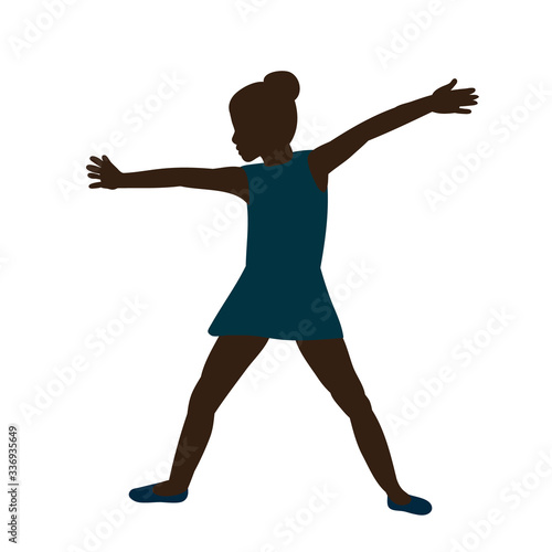 isolated, silhouette in colored clothes little girl gymnast