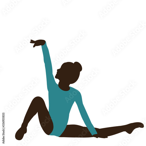 vector, isolated, silhouette in colored clothes gymnast girl