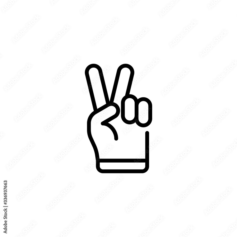 Hand gesture victory icon. Peace of hand doodle symbol. Hand gesture V sign for victory or peace flat vector icon for apps and websites Hand gesture victory icon. Peace of hand doodle symbol. Hand gesture V sign for victory or peace flat vector icon for apps and websites