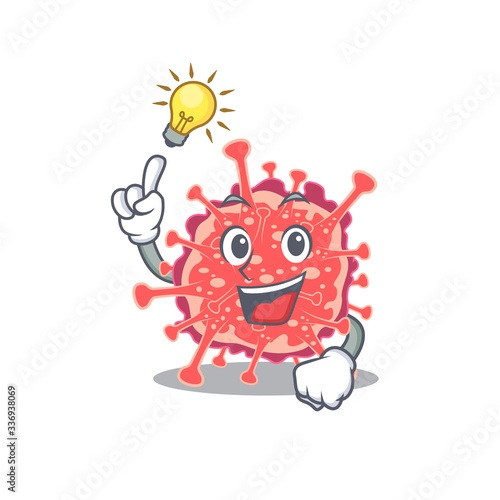 Mascot character design of polyploviricotina with has an idea smart gesture © kongvector