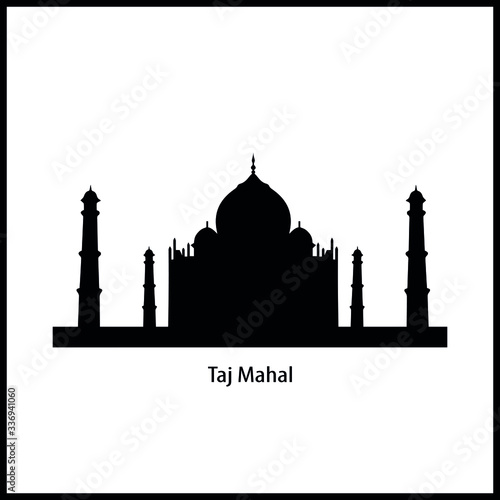 Taj Mahal silhouette. Isolated on a white background. Vector