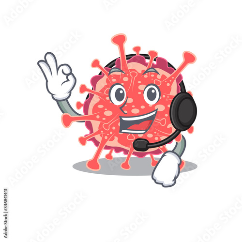 A gorgeous polyploviricotina mascot character concept wearing headphone