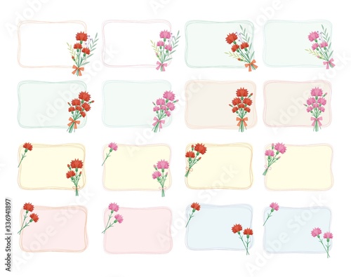 Carnation-themed Decorative Background.A background that gave a change in size to the same design.Good background for A4 size.Background for appreciation and celebration with carnations theme.