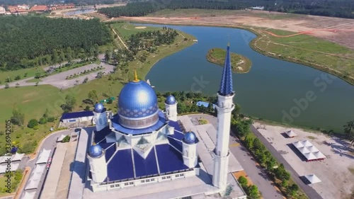 The grand Mosque Abdullah Fahim in Kepala Batas Pulau Penang Malaysia. (aerial view) photo