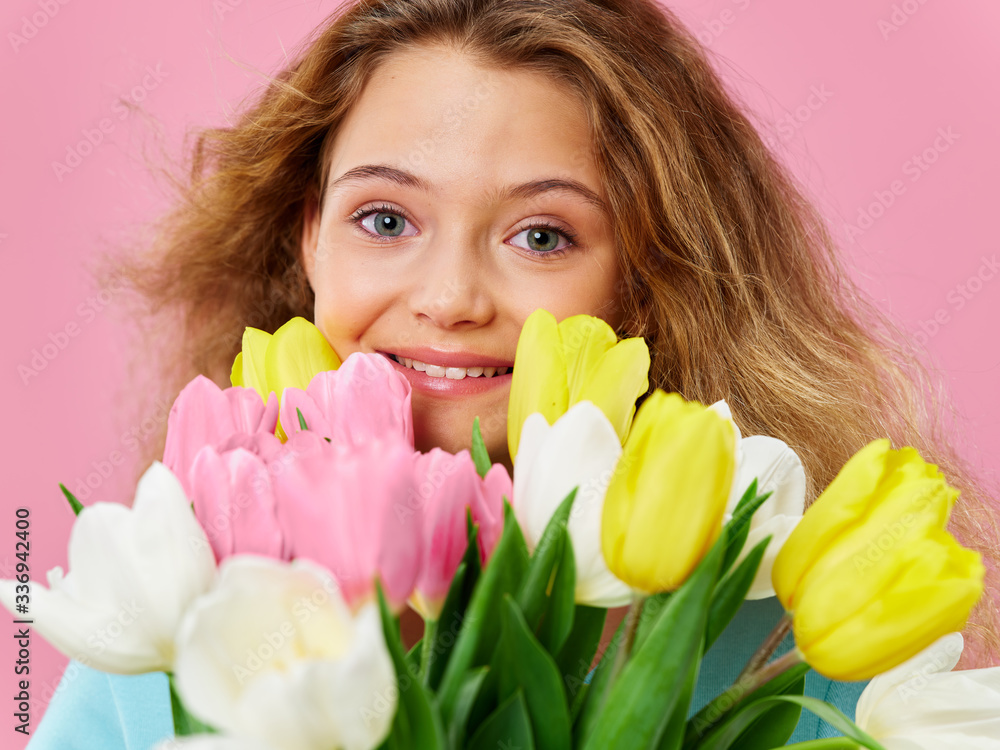 young woman with tulips young woman with tulips
