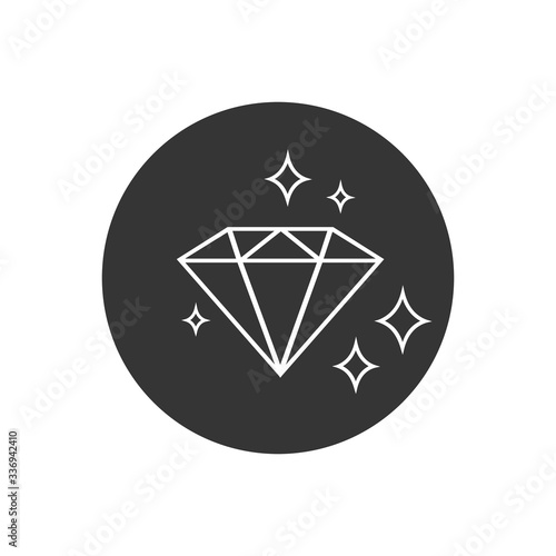 Diamond with sparkles line icon. Gemstone symbol. Vector