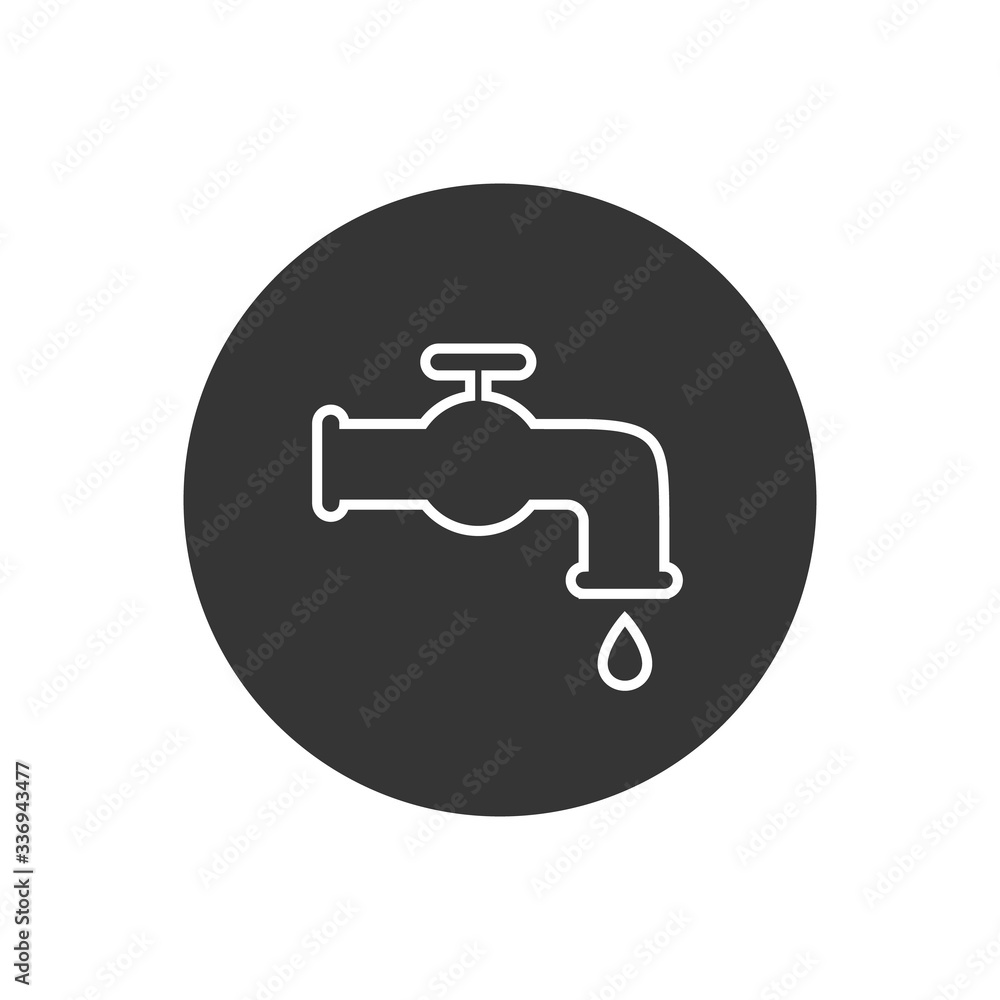 Water tap line icon on white. Faucet vector icon Water tap line icon on white. Faucet vector icon