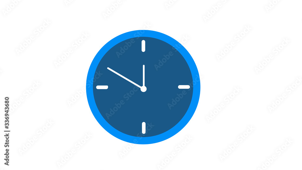 Clock icon in flat style, timer on blue background Clock icon in flat style, timer on blue background