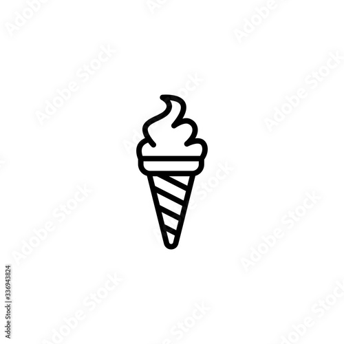 Ice cream cup icon isolated. Modern sweet vanilla desert sign. Trendy vector chocolate cram symbol for web site design, button to mobile app. Vector illustration.