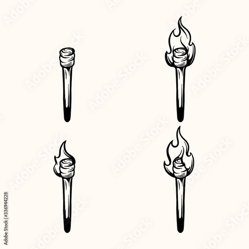 torch hand drawn retro vintage illustration