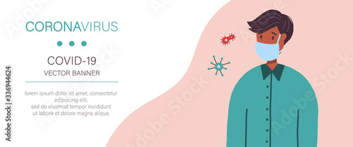 Man in medical mask web banner