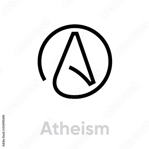 Atheism Religion icon. Editable line vector.