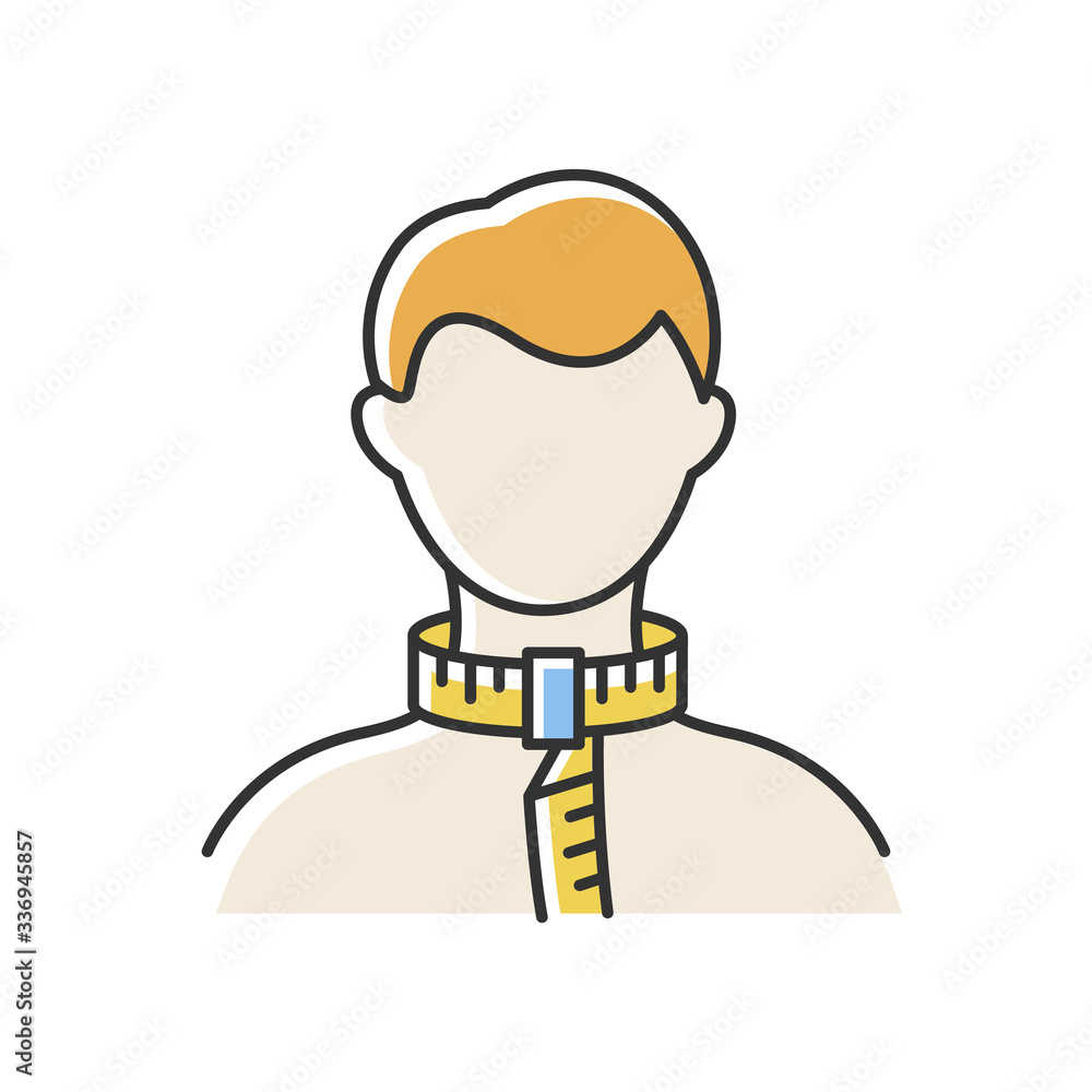 Neck circumference RGB color icon. Human body measurements, tailoring