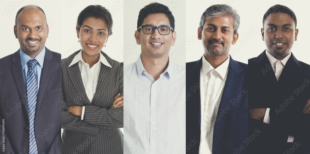 Collage portraits of Indian business people Collage portraits of Indian business people