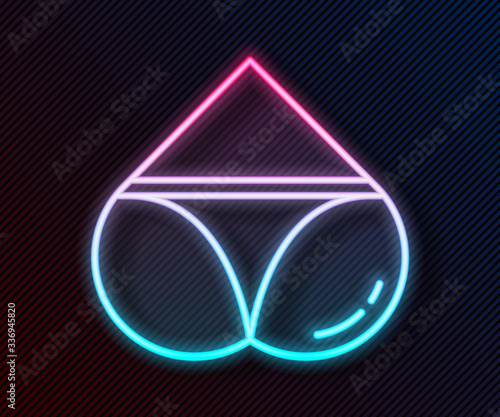 Glowing neon line Women's booty in a heart shape with panties on it icon isolated on black background. Erotic lingerie. Vector Illustration