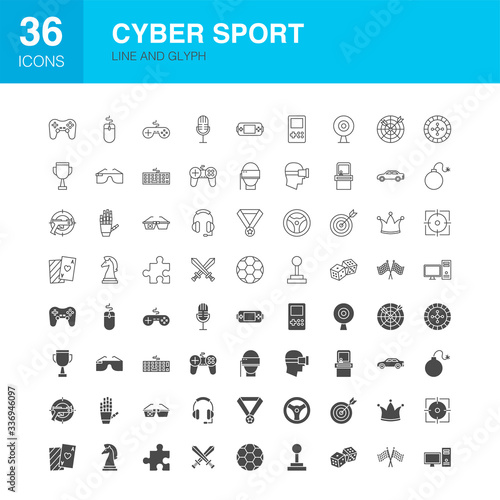 Cyber Sport Line Web Glyph Icons